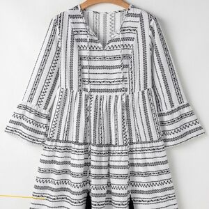 Black and White Striped Women's Dress